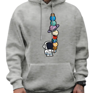 Astronaut And Planets Pattern Print Hooded Sweatshirt