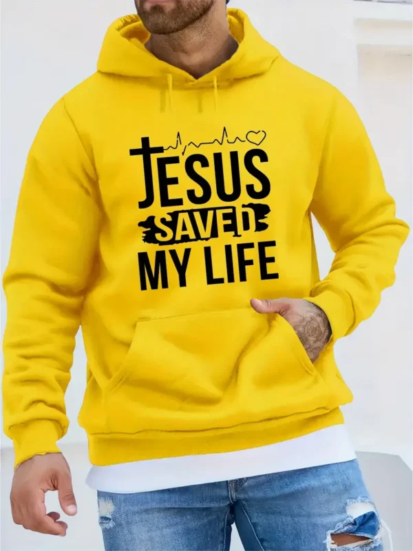 Trendy & Cozy Hoodie For Men's – Jesus Saved My Life Graphic, Winter Loose Fit | Hoodiesfusion