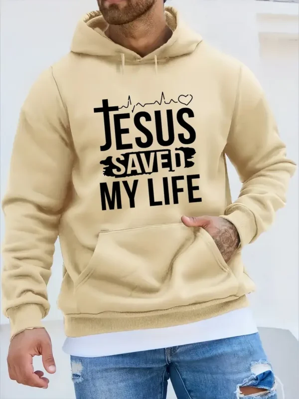 Trendy & Cozy Hoodie For Men's – Jesus Saved My Life Graphic, Winter Loose Fit | Hoodiesfusion